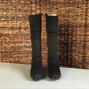 Manolo Blahnik Black Suede Tall Heeled Boots